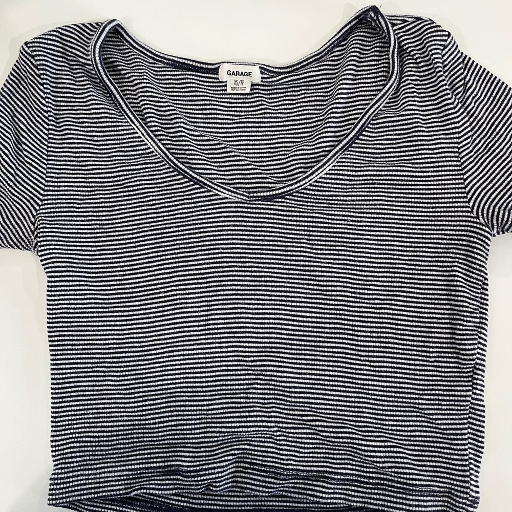 Garage Monochrome Striped Short Sleeve Top